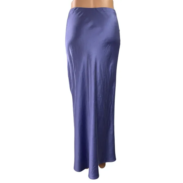 Reformation Purple Silky Satin High Waist Straight Maxi A-Line Slip Skirt Size 4 - Image 3