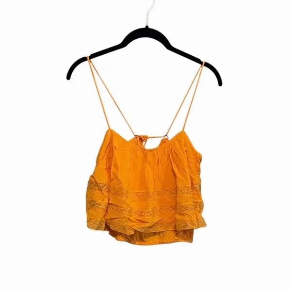 Free People Home Again Tank Top Cropped Orange NWT size Extra Small - Image 3