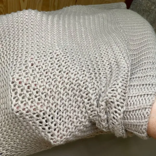 Umgee Grey Lavender Oversized Open Knit Turtleneck Sweater Small - Image 4