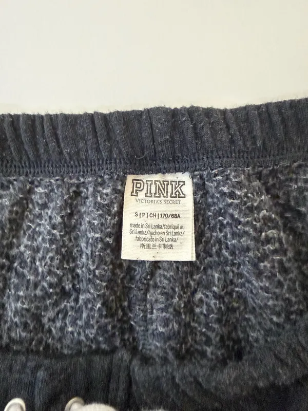 PINK Victoria’s Secret Lace-Up Jogger Sweatpants Dark Gray Logo Fleece - Image 7