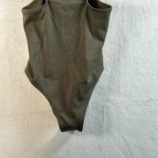 Aerie One Piece Full Coverage Swimsuit Olive Green Cutout V Neck XS‎ - Image 3