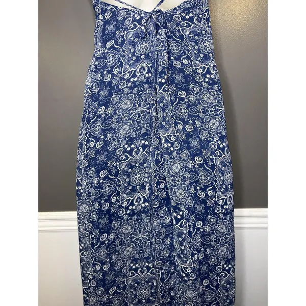 Lulus Dress Womens Medium Blue Paisley Slip Maxi Backless Strappy Sundress - Image 8
