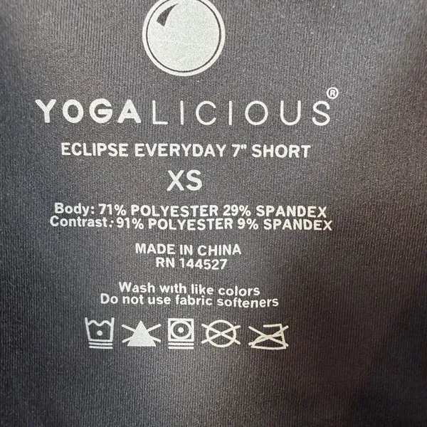 Yogalicious Eclipse Everyday 7" Shorts Women's XS Black High Waist Bike Active - Image 6