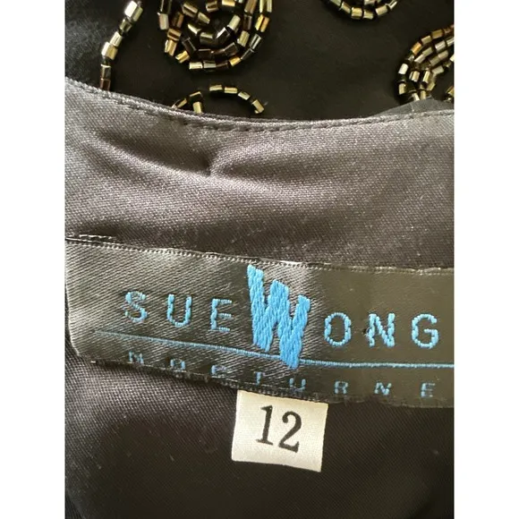 Vintage Sue Wong Nocturne Silk Beaded Assymetric‎ Hem Size 12 90's Y2K - Image 9
