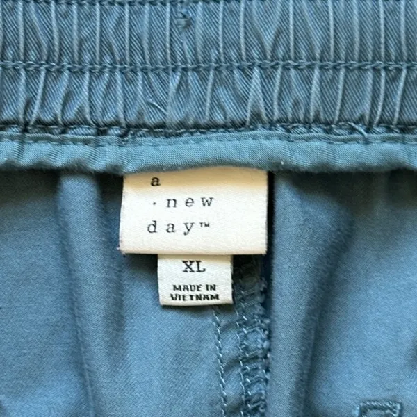 A New Day Drawstring Elastic Waist Utility Jogger Pants Teal XL Baggy Utility - Image 4