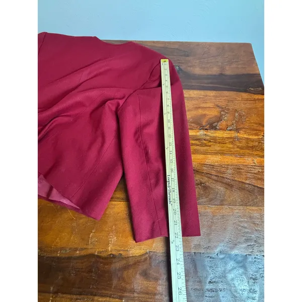 Pendleton Vintage Blazer Burgundy Round‎ Neck Button Front 100% Virgin Wool - Image 8