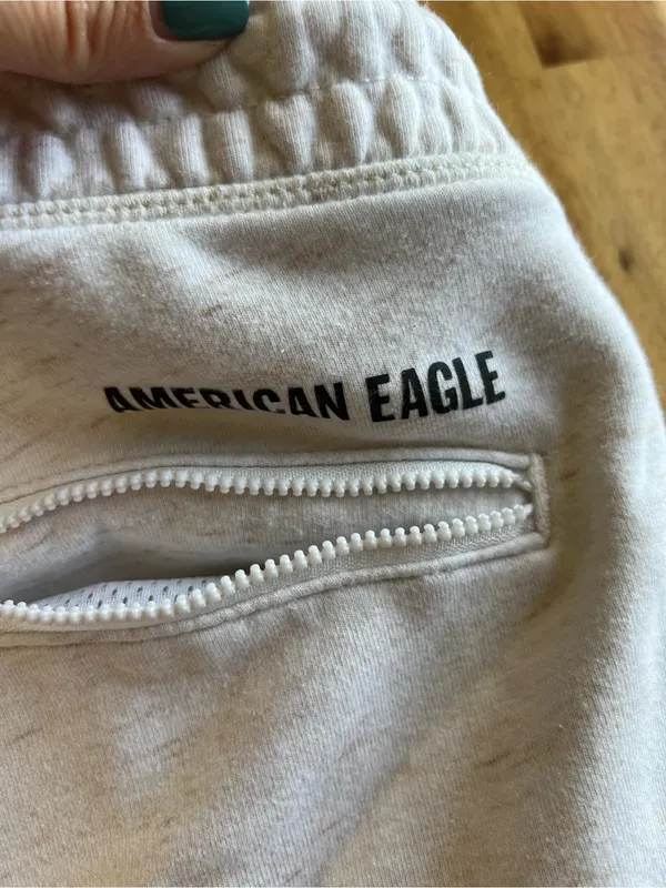 American Eagle Jogger Sweatpants Women’s Medium Cream Zip Pocket Lounge Pants - Image 7
