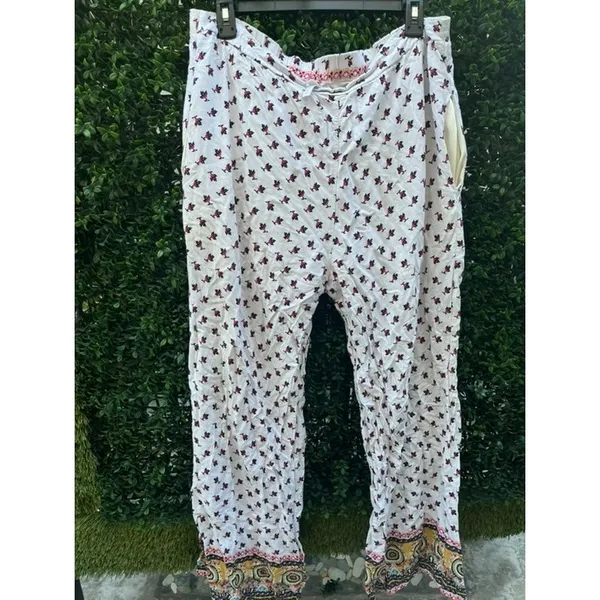 Xhilaration‎ Womens XL White Floral Boho Border Print Wide Leg Pajama Pants - Image 2