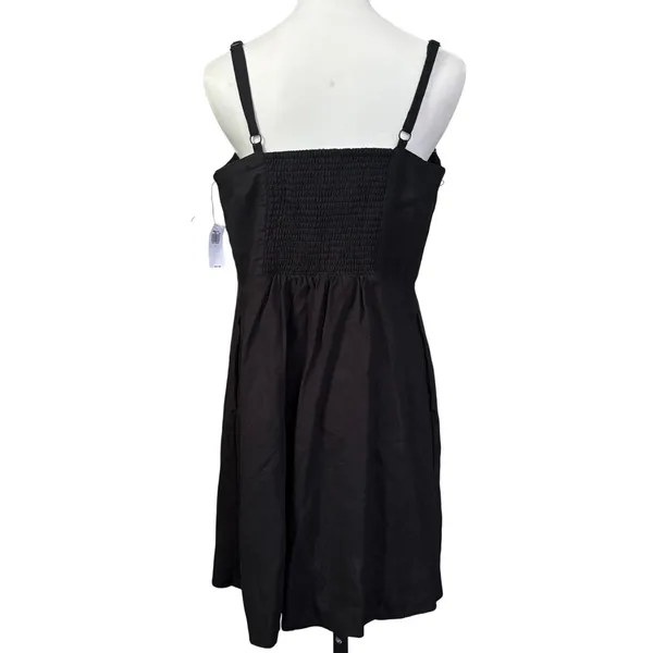 NWT Old Navy Mini Linen Blend Dress Size L Black LBD Summer - Image 3