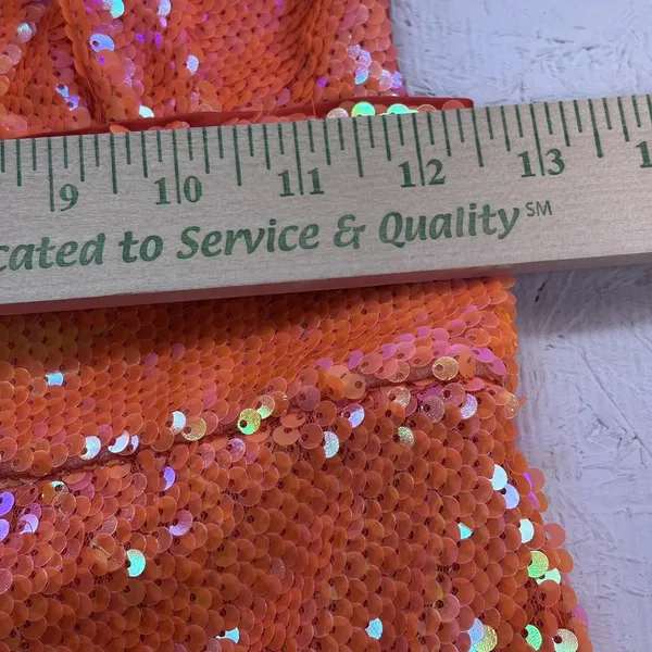 Song of Style x Revolve Women's Orange Sequin Halter Open Back Midi Dress Small - Image 11