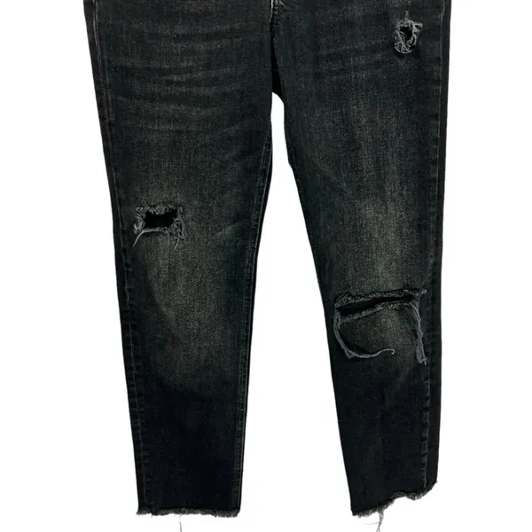 Anthropologie Pilcro Vintage Straight Distressed‎ Jeans Black Size 27 - Image 7