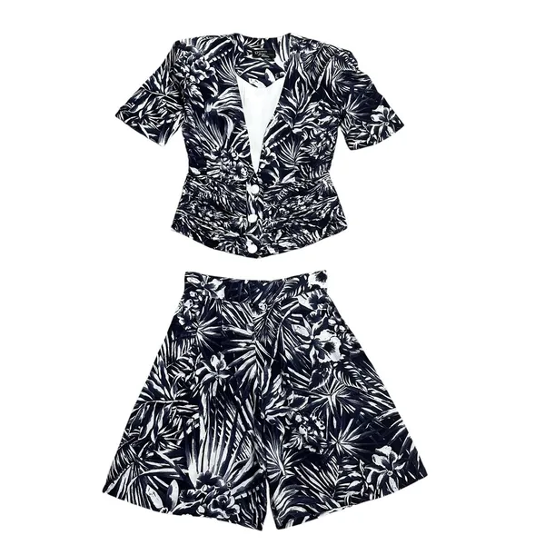 VTG‎ 90s DAWN JOY FLORAL Shorts Set Two Piece ROMPER High waist Size Small - Image 10