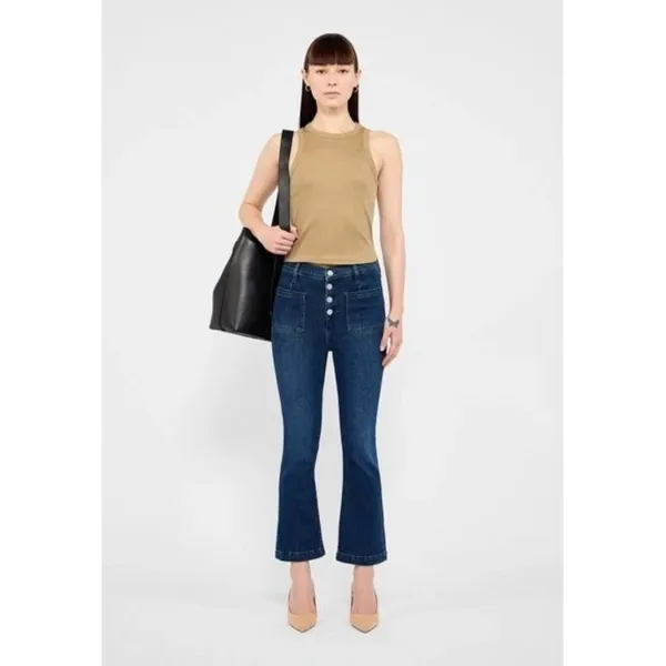 FRAME NWT Womens Size 29 29x27 Blue Le Bardot Cropped High-Rise Flared Jeans NEW - Image 2