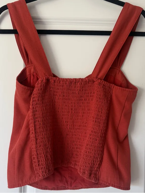 Abercrombie & Fitch Rust Red Square-Neck Crop Tank - Image 2