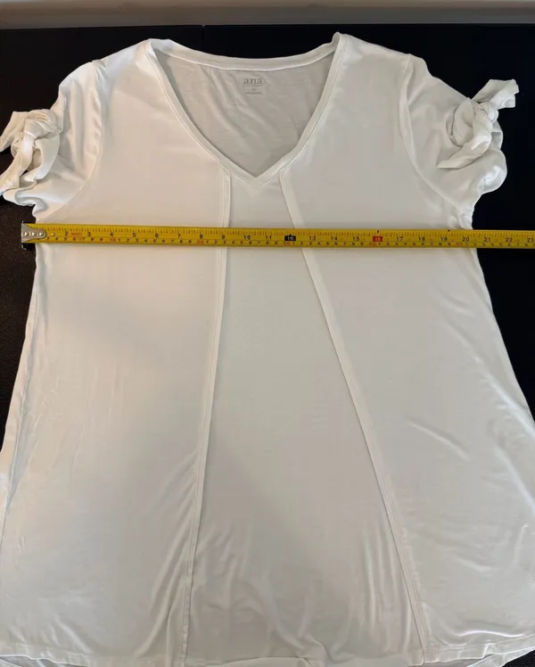 ana A New Approach Women's White V-Neck Tunic with Tie-Sleeve Details‎ Size LT - Image 5