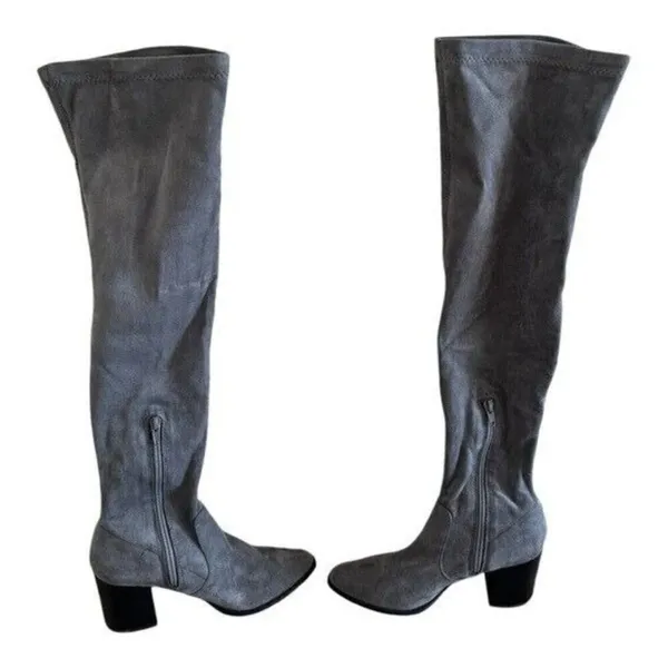 DOLCE VITA Tabbie Suede Over The Knee Gray Block Heel Boot Size 6 - Image 4