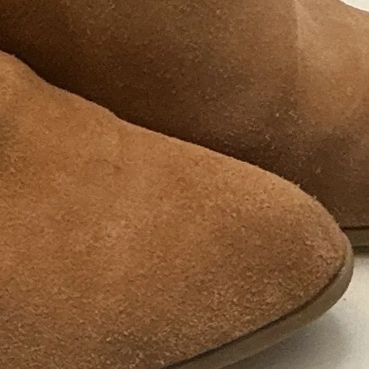 Frye Suede Ankle Boots Cognac Brown Pointed Toe Block Heel Side Zip Booties - Image 13