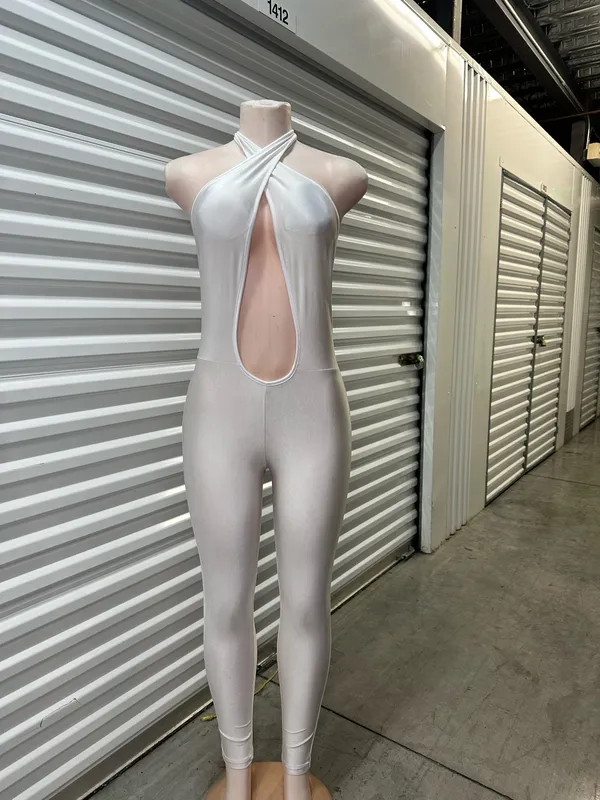 White Halter Bodysuit Jumpsuit | DIY Halloween Costume Outfit 👼🐰 - Image 2