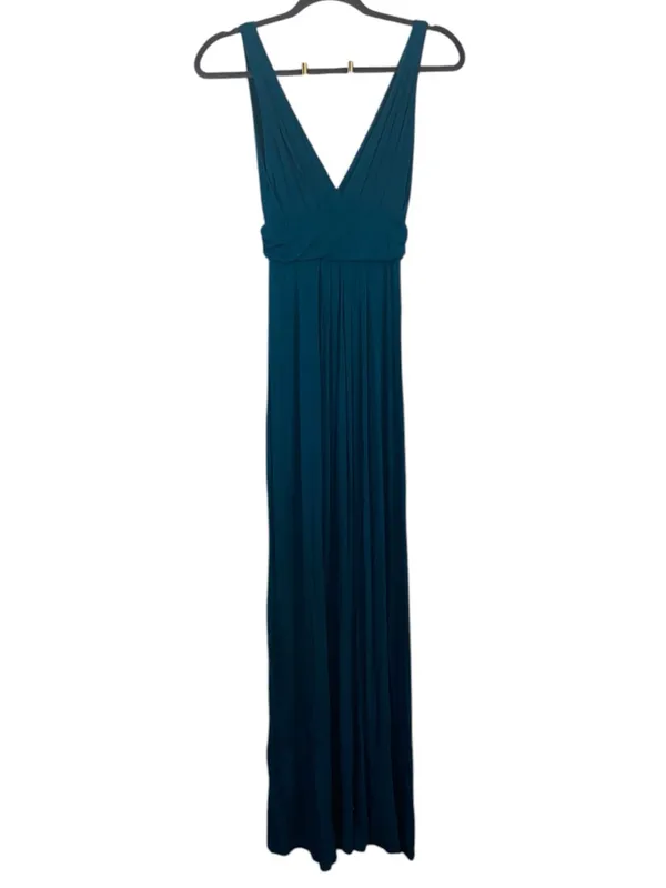 Vintage Y2K TART Teal V-Neck Pleated Maxi Dress Boho Fall wedding Guest - Image 9