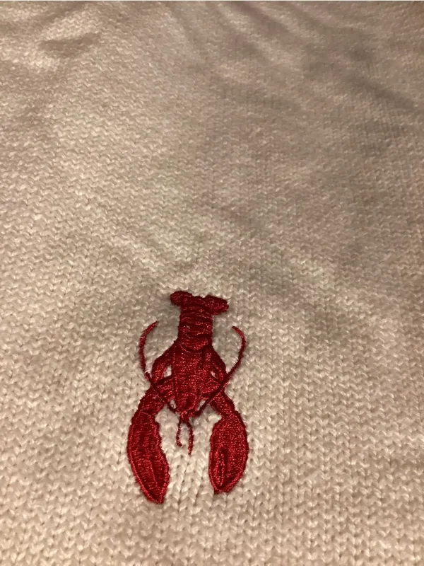 Hampton Bay Women's Crew Neck Sweater in Cream with Red Lobster Emblem - Image 2
