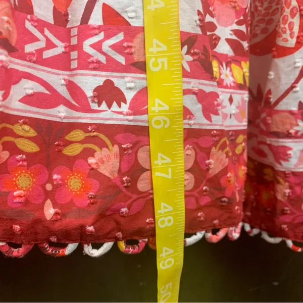 Farm Rio size XS romantic orchard tiered midi dress pink red white - Image 11