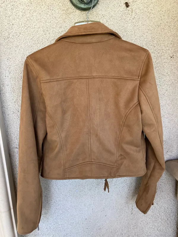 NWT Abercrombie & Fitch Women's Tan Suede Moto Jacket - Image 3
