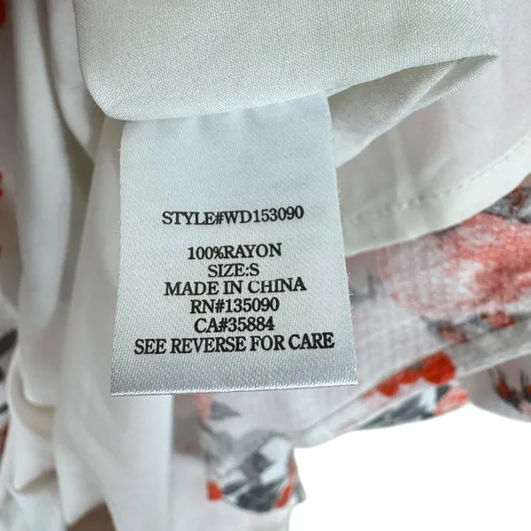 Blackbird White Coral Floral‎ Short Sleeve Lightweight Lined Mini Dress Size S - Image 6