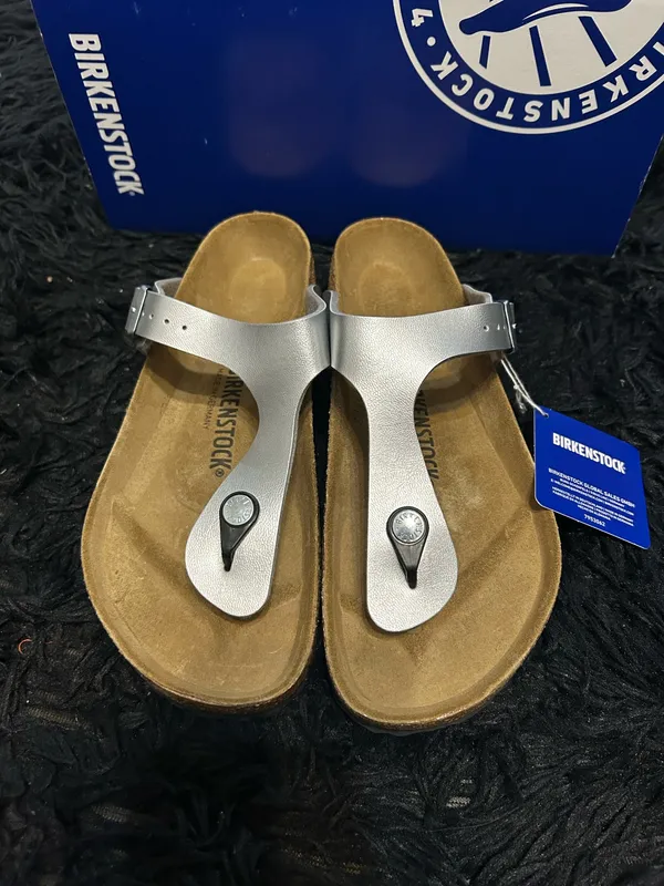 BIRKENSTOCK Gizeh silver sandals shoes women’s eur 38 new - Image 2