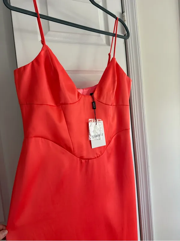 Bardot Ayla Midi Dress Orange Fizz Satin Corset NWT XL US 10 - Image 4