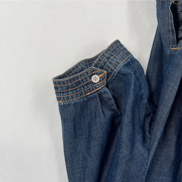 Pilcro by Anthropologie Blue Chambray Denim Tie‎ Waist Wrap Bodice V-Neck Romper - Image 10