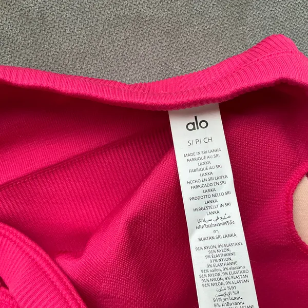 Alo Yoga Seamless Ribbed Favorite Bra Tank Pink Summer Crush S - Image 4