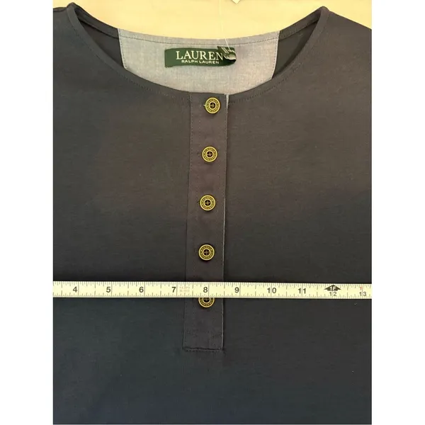 Lauren Ralph Lauren Navy Henley Tee Shirt Small NWT - Image 9