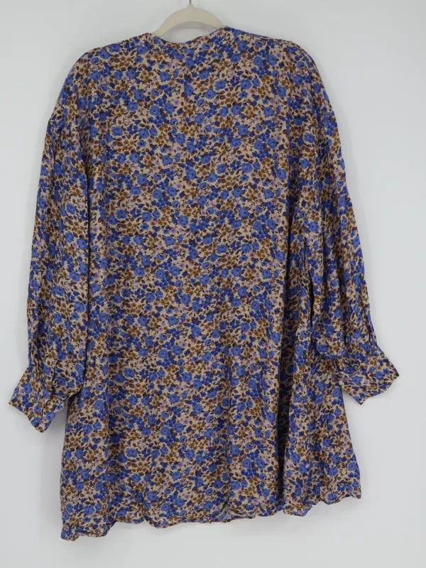 Sézane Bohemia Dress Women’s FR 44 US 12 Blue Floral Silk Blend Mini Cottagecore - Image 10