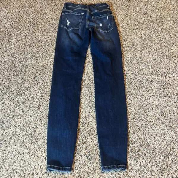 Kancan Womens Dark Wash Distressed Button Fly Skinny Jeans‎ KC6192D Size 23 - Image 8