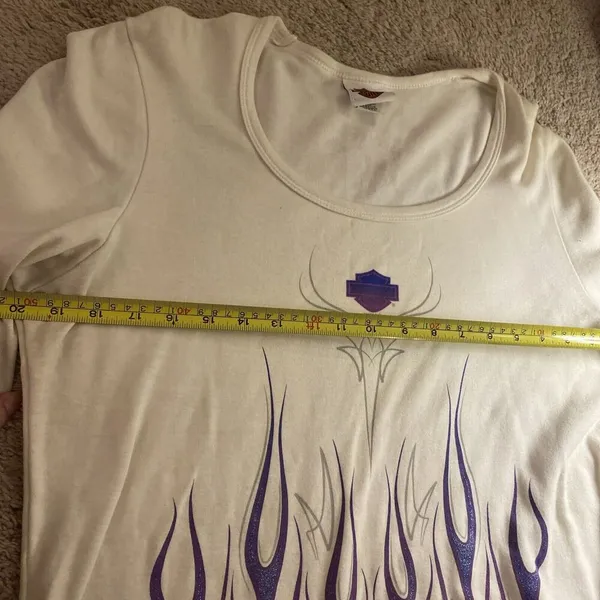 Harley Davidson Purple Glitter Flame Top Long Sleeve XL - Image 15