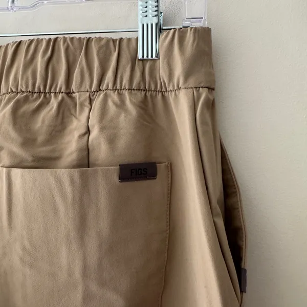 FigsPro Zip Fly Skinny Scrub Trouser Professional Pants Khaki Tan Elastic Waist‎ - Image 6