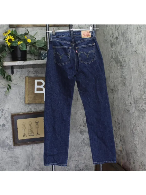 NEW Levi's 501 Curve Stretch Jeans Button Fly Dark Blue 25x30 - Image 2