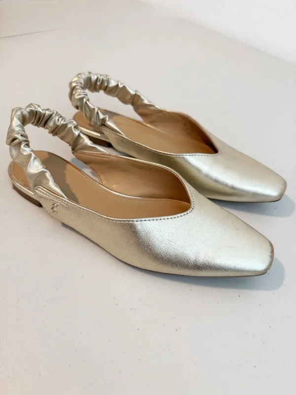 Sam Edelman Omina Slingback Ballet Flats Size 6 Gold Metallic Boho Classic Chic - Image 2