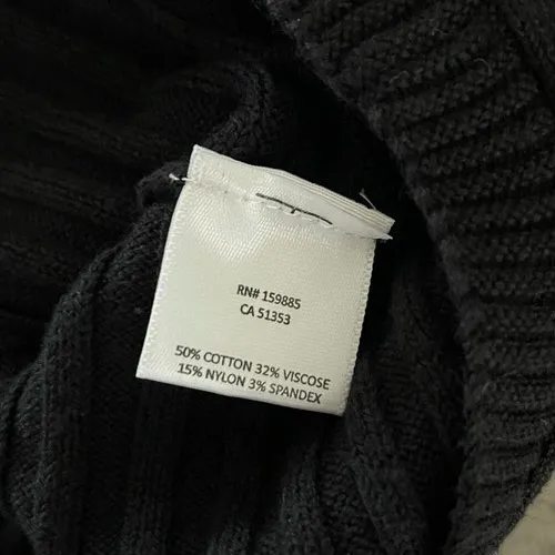 Bobi Black Ribbed Sweater Womens Medium Black Boatneck Thumbhole 34D-88527 - Image 6