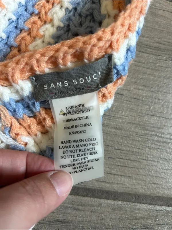 Sans Souci Crochet Halter Top in Peach, Blue, Cream - Image 2