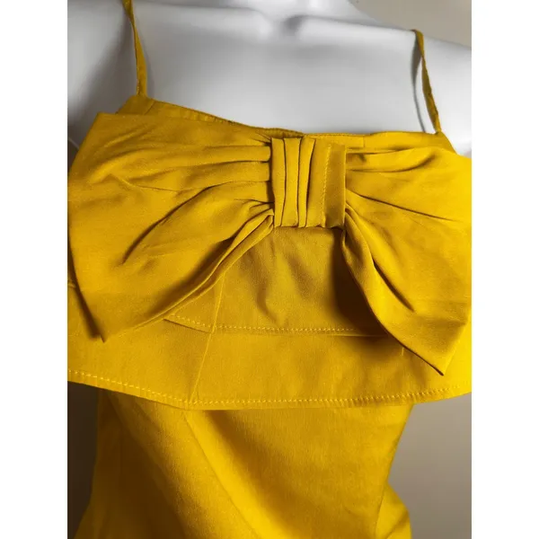Banana Republic Mustard Yellow Bow Front Ruffle Cami Top‎ Vintage Y2K Petite 0P - Image 2