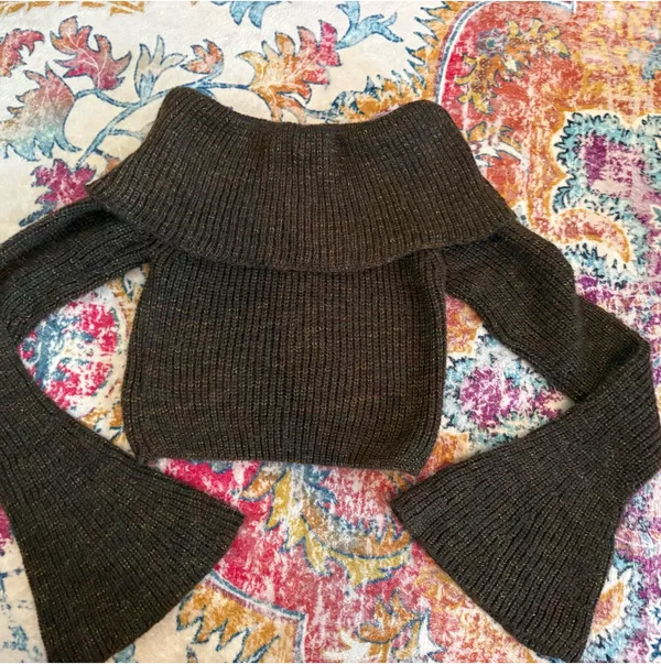 SheIn brown fold over sweater - Image 2