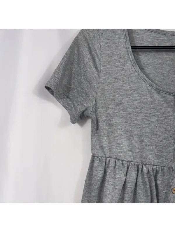 Icon Apparel Women’s M Gray Button Front Babydoll Top - Image 4