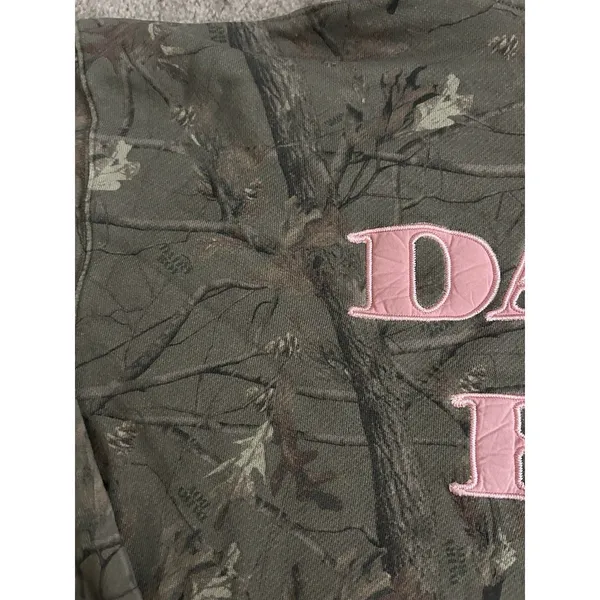 Dairy Boy The Boyfriend Hoodie Evergreen Camo/Pink Appliqué Women's Size Large - Image 6