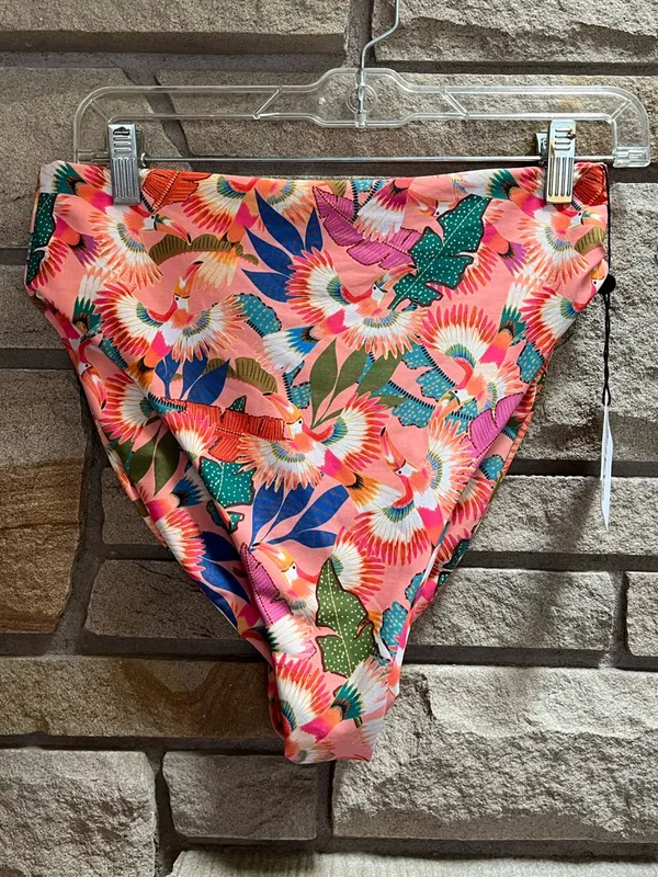 Skatie Bel Air Coral Paradise Print Bikini Top L Salty high rise bottoms xl NWT - Image 6
