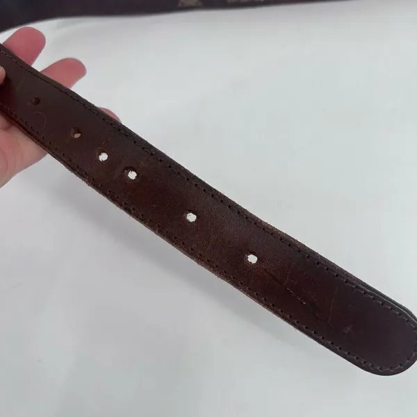 Vintage‎ Women's Real Leather Stitch Point Adjustable Buckle Belt Brown One Size - Image 9