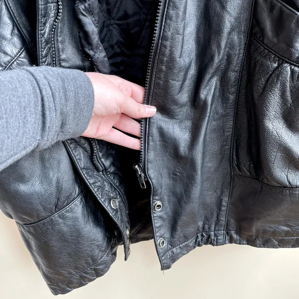 Jacqueline Ferrar genuine‎ leather jacket heavy vintage front pockets women's XL - Image 4