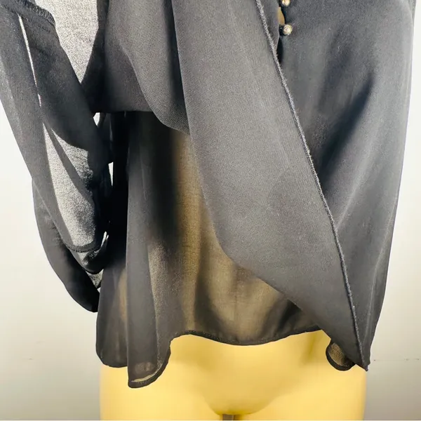 Zara Black Chiffon Top Sz M Sleeveless Ruffle Loose - Image 2