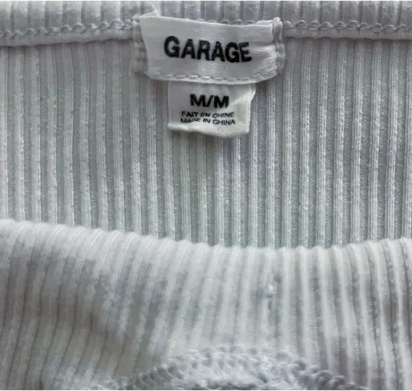 Garage White Cropped Tank Top - Size M (Runs Small) - Image 4
