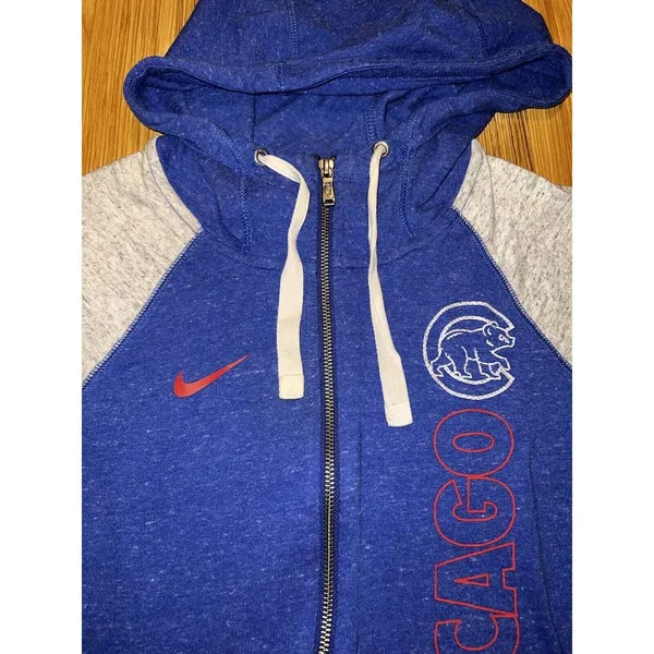 Nike Chicago Cubs Women's Blue Zip Up Hoodie Sz S Small‎ Thin Soft - Image 3